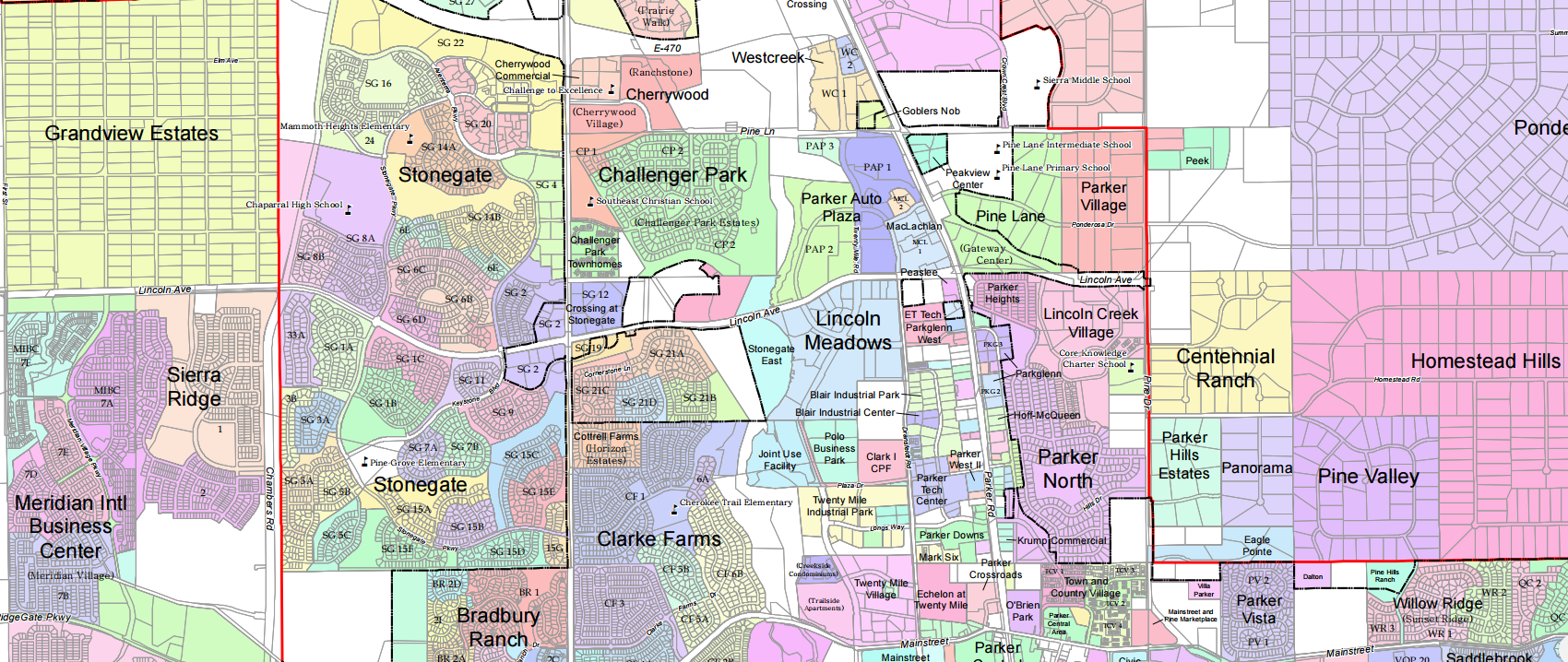 Parker Colorado neighborhood map